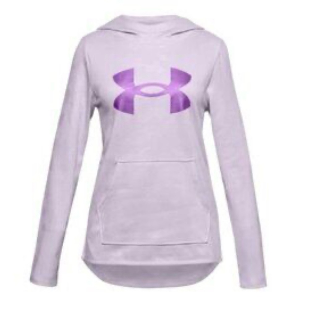 Under Armour Youth‎ Large Hoodie Fleece Sweatshirt Light Purple With Purple Logo